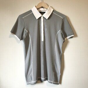 Abacus Button Collar Pinstripe Drycool Polo Golf Shirt
